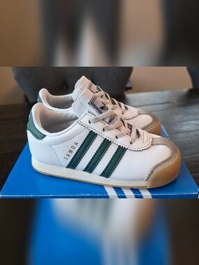 Adidas, Samoa I, White/Green/Gold, Toddler Boys' Size 9K